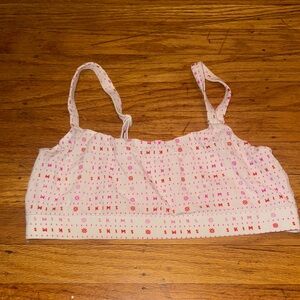 SKIMS White and Pink Patterned Bralette